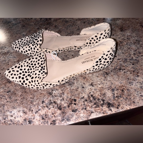 ISAAC MIZRAHI Leopard Print Pointed Toe Flats Shoes Size 6.5 black tan suede - Picture 7 of 7